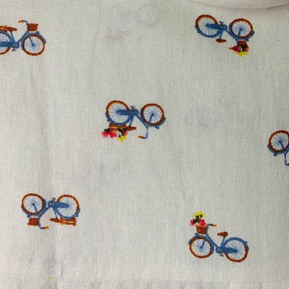 Rae Dunn Women's Linen Bicycle Pattern Button Up Shirt Short Sleeve Collar Large - Picture 13 of 16